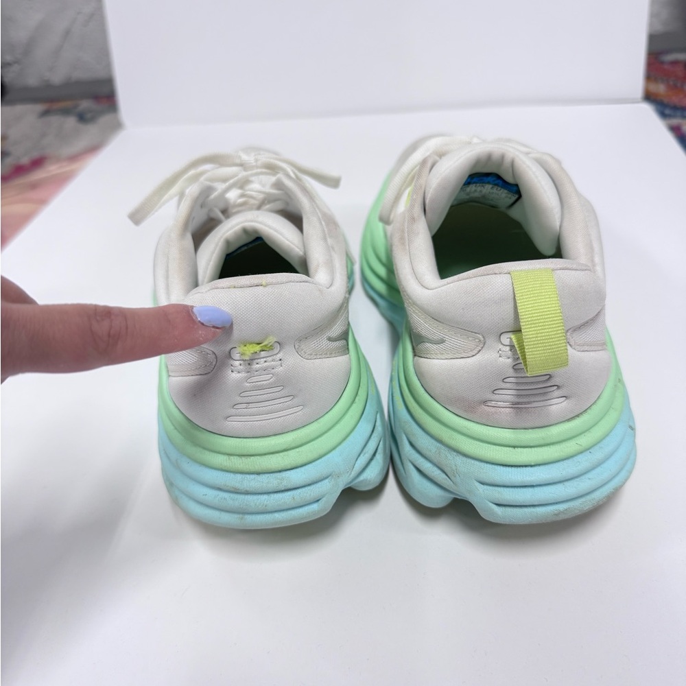 Hoka One One Bondi 8 - Blanc De Blanc - Sunlit Ocean Blue Green Women's Size 7 - Picture 4 of 8